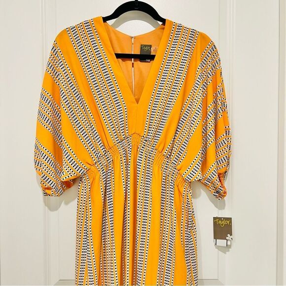 Taylor Women’s Mango Ivory Midi Dress Size 10 Ruffle Tiered NWT with Pockets - Picture 4 of 15